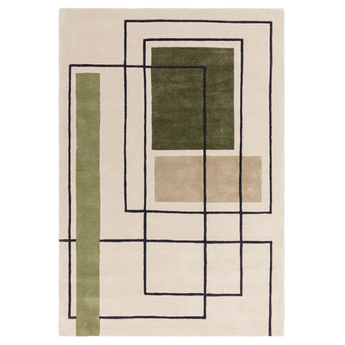 Khaki Reef Outline Hand-Tufted Wool Rug