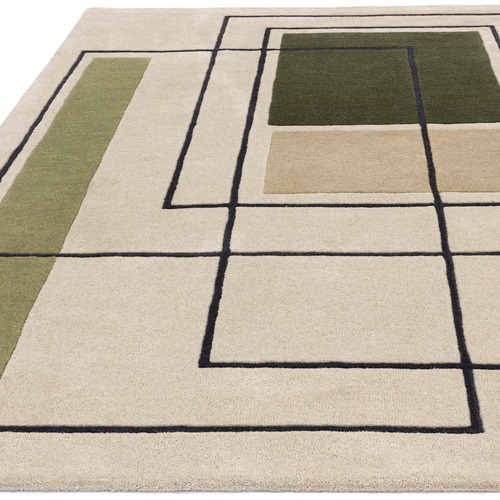 Khaki Reef Outline Hand-Tufted Wool Rug