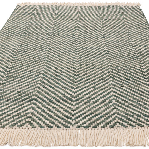 Green Vigo Flat Weave Wool-Blend Rug