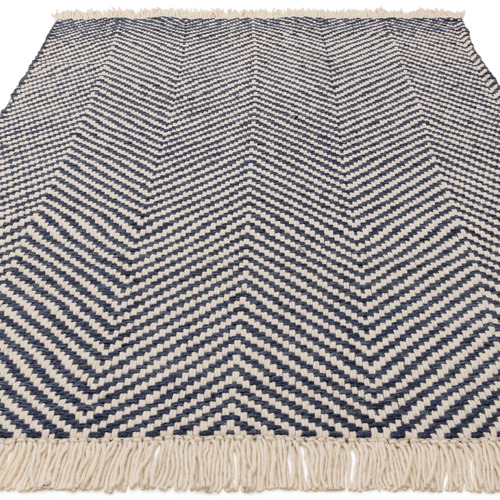 Navy Vigo Flat Weave Wool-Blend Rug