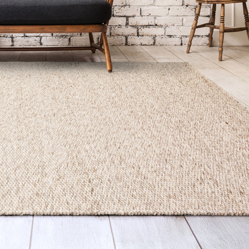 Oyster Zander Hand-Woven Wool-Blend Rug