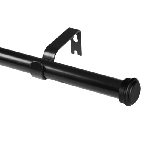 Innov Drape 160cm Matte Black Extendable Classic Curtain Rod Set