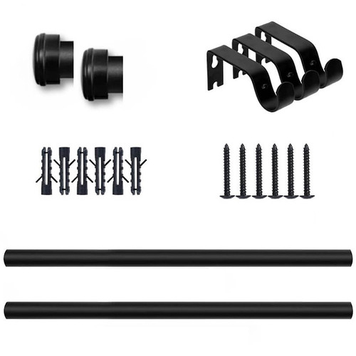 Innov Drape 160cm Matte Black Extendable Classic Curtain Rod Set