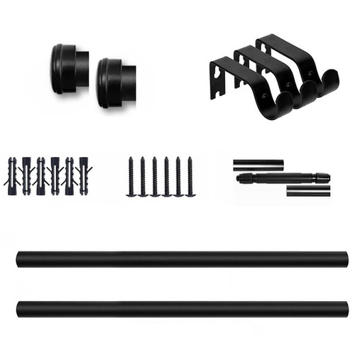 Innov Drape 314cm Matte Black Extendable Classic Curtain Rod Set