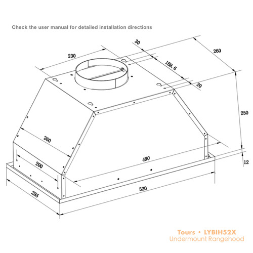 52cm Linarie Tours Range Hood
