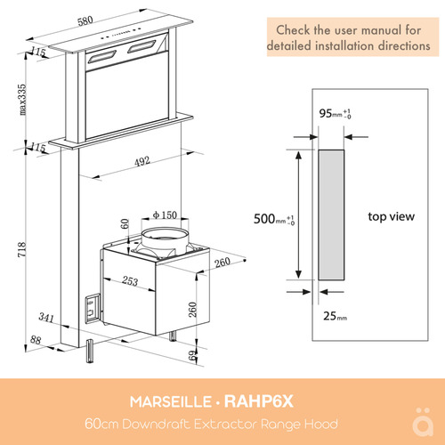 60cm Linarie Marseille Range Hood