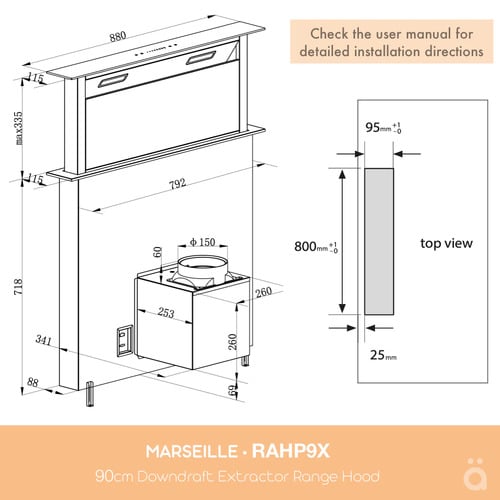 90cm Linarie Marseille  Range Hood