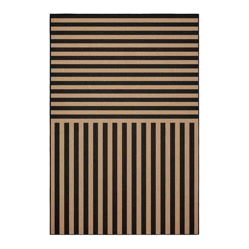 Black Direction Machine Washable Rug