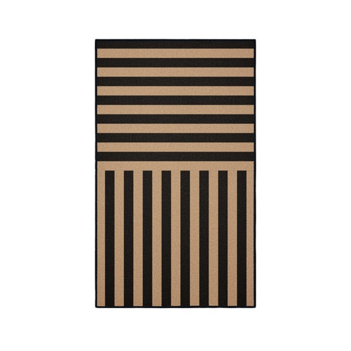 Black Direction Machine Washable Rug