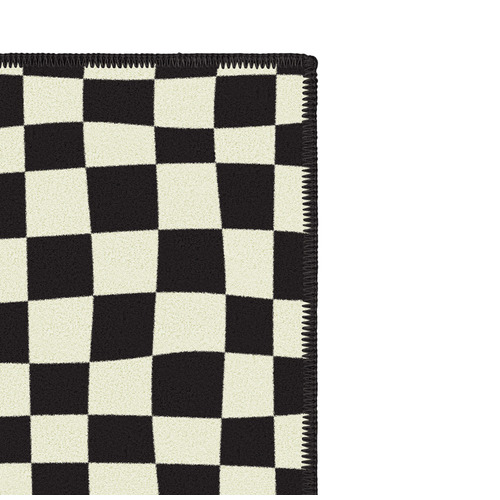 Black Checked Out Machine Washable Rug