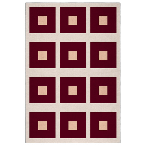 Red Square Machine Washable Rug