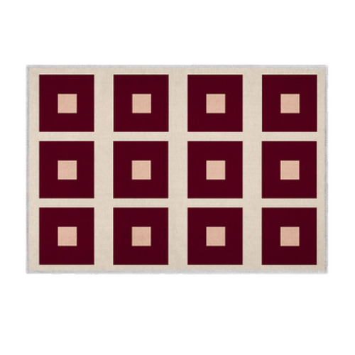 Red Square Machine Washable Rug