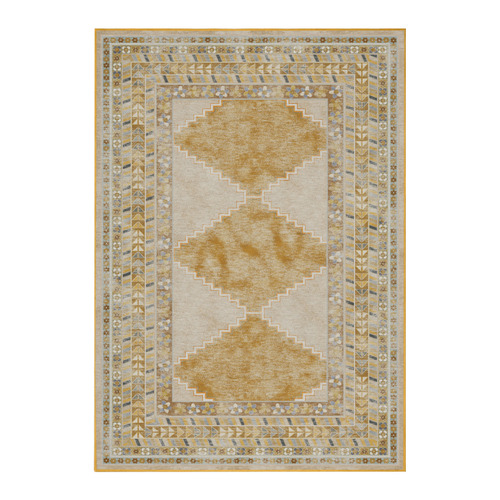 Mustard Diamond Machine Washable Rug