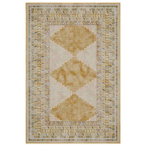 Mustard Diamond Machine Washable Rug