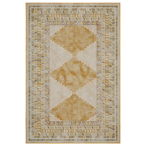 Mustard Diamond Machine Washable Rug