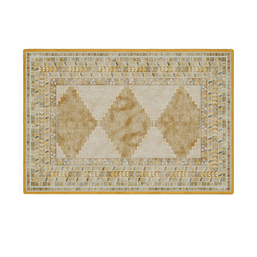 Mustard Diamond Machine Washable Rug