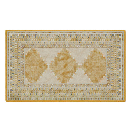 Mustard Diamond Machine Washable Rug