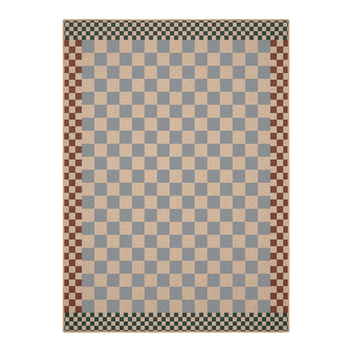 Brown Checkered Machine Washable Rug