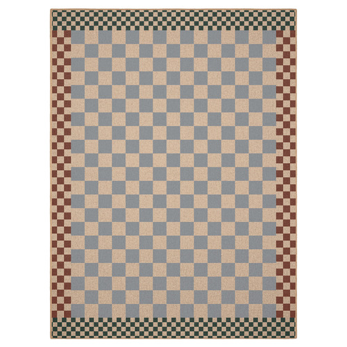 Brown Checkered Machine Washable Rug