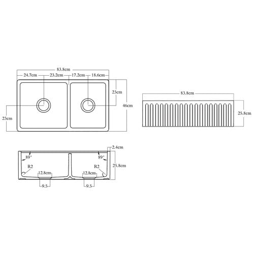 Blake 838mm 1 & 3/4 Fireclay Butler Sink