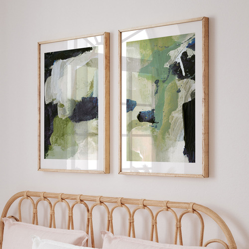 2 Piece Green No. I & II Framed Paper Print Wall Art Set