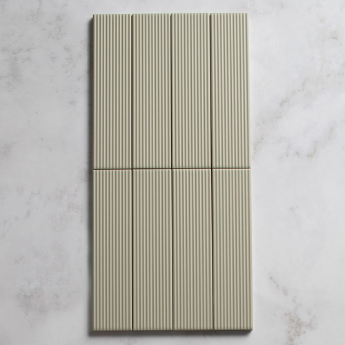 Hiroshi Stripe 50 x 200mm Matt Green Subway Ceramic Tile