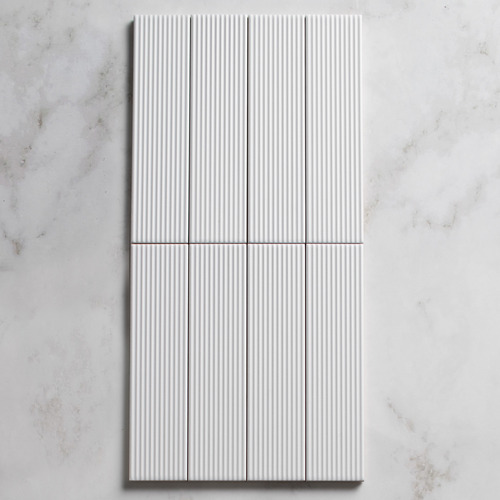 Hiroshi Stripe 50 x 200mm Matt White Subway Ceramic Tile