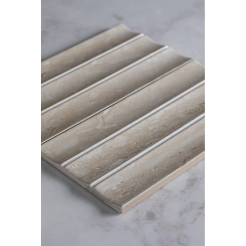 Teemo 115 x 230mm Matt Flute Travertine Look Porcelain Tile