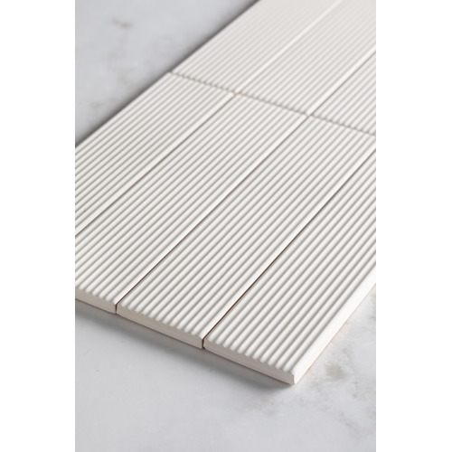 Hiroshi Stripe 50 x 200mm Matt Pearl Subway Ceramic Tile