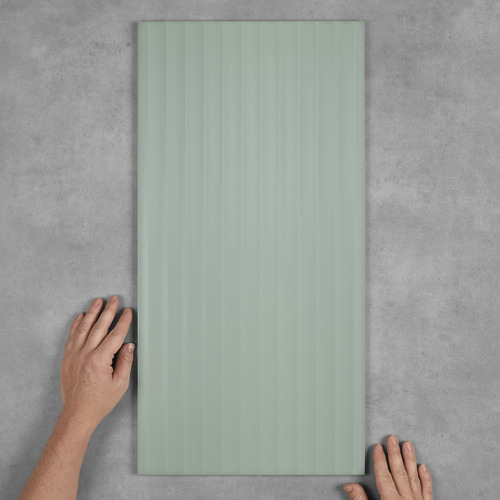 Charlotte Matt Sage Green Flute Ceramic Tile