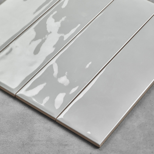 Maia Gloss Light Grey Subway Ceramic Tile
