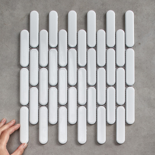 Avery Gloss White Tic Tac Porcelain Mosaic Tile