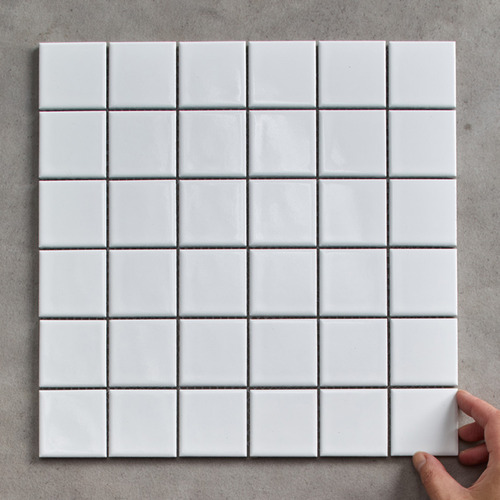 Sasha Matt White Medium Square Porcelain Mosaic Tile