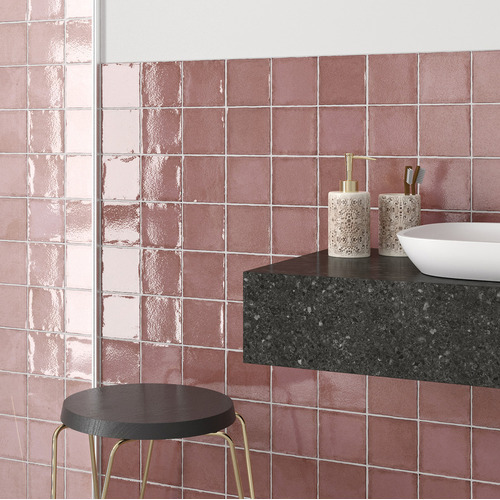 Naples Gloss Pink Square Ceramic Tile