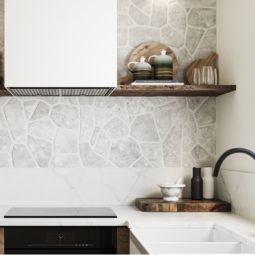 Burton Matt White Crazy Pave Porcelain Tile