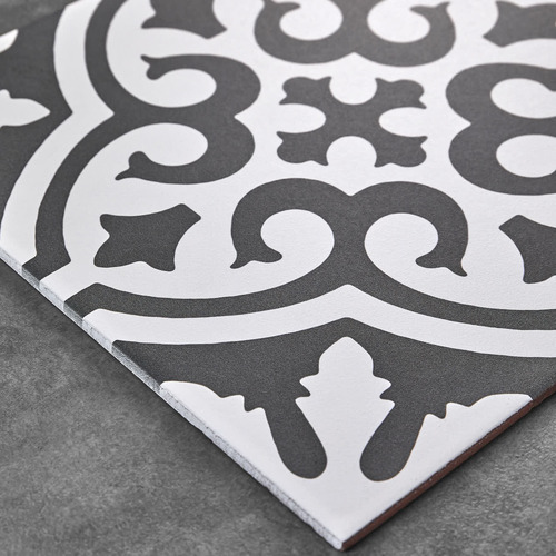 Camilla White & Black Decorative Porcelain Tile