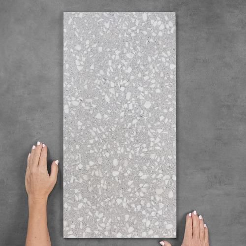 Hudson 300 x 600mm Grey Terrazzo Look Porcelain Tile