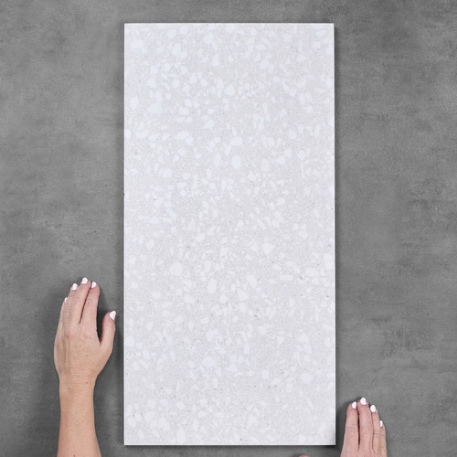 Hudson 300 x 600mm Light Grey Terrazzo Look Porcelain Tile