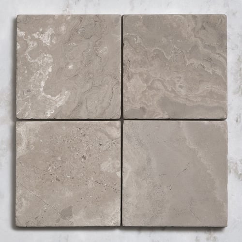 Apollo 100x100mm Tumbled Grey Woodstone Square Marble Tile