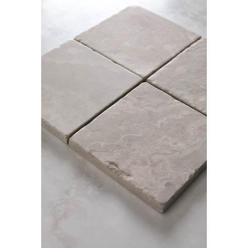 Apollo 100x100mm Tumbled Grey Woodstone Square Marble Tile
