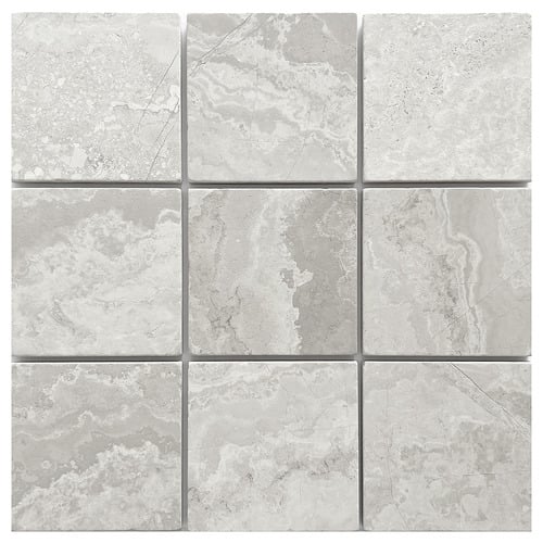 Apollo 100x100mm Tumbled Grey Woodstone Square Marble Tile