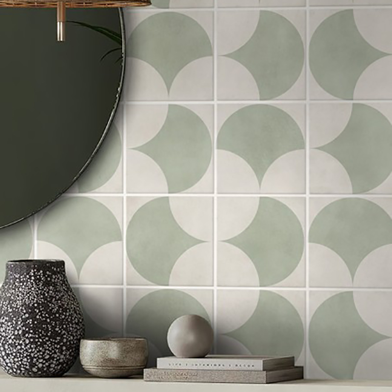 Nikos 200 x 200mm Matt Sage Large Fishscale Square Tile
