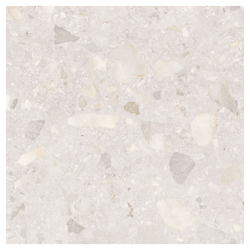 Evander 600 x 600mm Matt White Terrazo Look Porcelain Tile