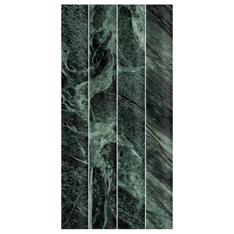 Cassian 50 x 300mm Satin Green Concave Ceramic Tile