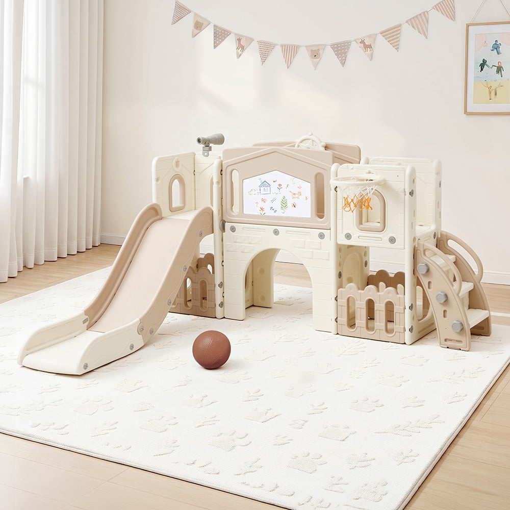 Keezi Kids' Slide & Bookshelf Centre with Drawing Board