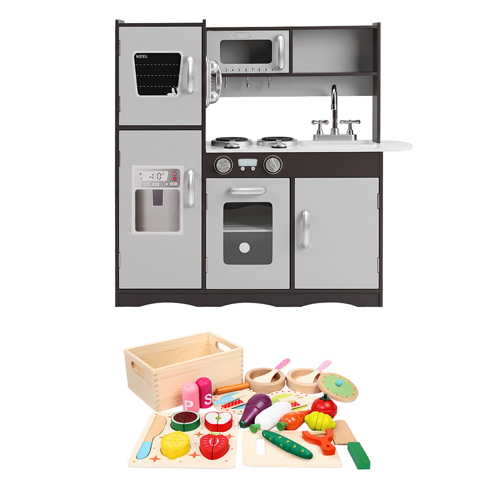 Keezi Play Kitchen with Wooden Play Food