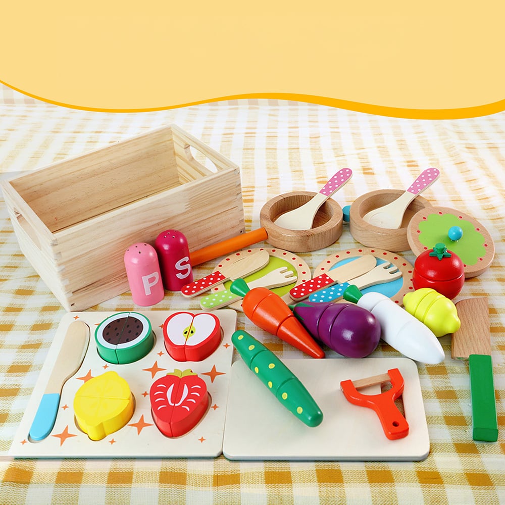 Keezi Play Kitchen with Wooden Play Food