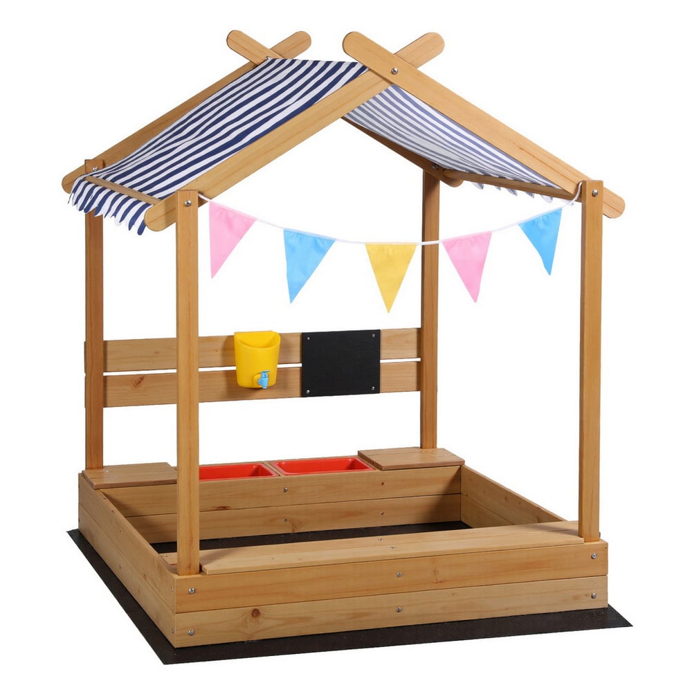 Keezi 146cm Wooden Sandpit with Water Basin