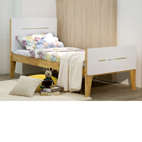 White & Natural Galaxy Wooden Single Bed