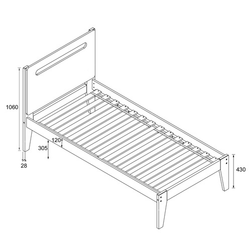 Natural & Charcoal Apicolla Single Bed